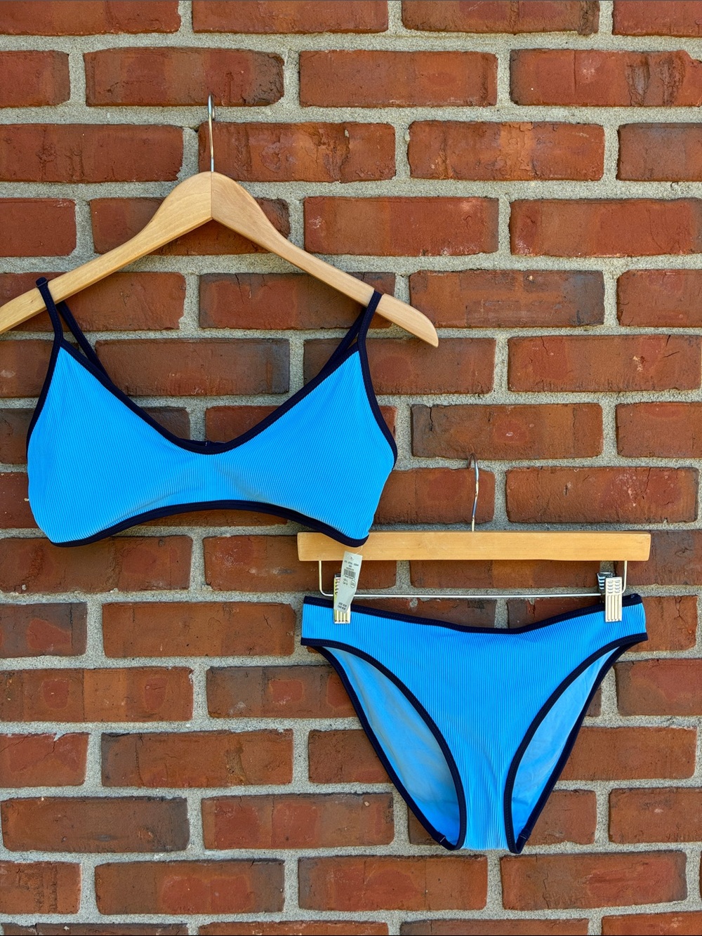 Aerie Blue Contrast-Trim Women's Two Piece Bikini Set